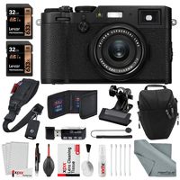 Fujifilm X100F Digital Camera (Black) + Quick Release Shoulder Strap, 2X 32GB Mempry Card, Clip Clamp + Xpix Deluxe Cleaning Accessories