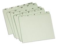Globe-Weis/Pendaflex Pressboard File Guides, Vertical, Letter Size, 1-31 Index, Light Green, (31PX91)