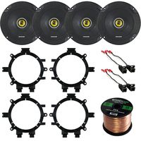 Car Speaker Bundle Combo: 2 Pairs of Kicker 40CS654 6.5" Inch 600 Watts 2-Way CS-Series Black Car Stereo Coaxial Speaker W/ Adapter Brackets + Wiring Harness + Enrock 50 Foot 16 Guage Speaker Wire