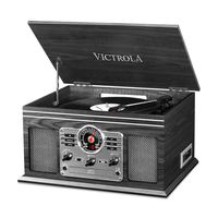 Victrola Nostalgic Classic Wood 6-in-1 Bluetooth Turntable Entertainment Center, Graphite (Renewed)