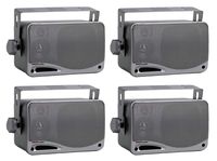 4) PYLE PLMR24S 3.5" 400 Watt Marine Audio Water Proof Mini-Box Speaker System