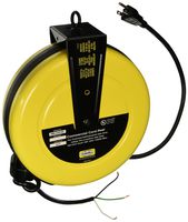 Hubbell Wiring Systems HBLC25163 Commercial Cord Reel with Wire Lead, 25' Cable Length, 16/3 SJT Cable Type, 1250W, 10 Amp, 125VAC, Yellow