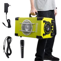 Frisby FS-4300BT 2.1 Ch Bluetooth Portable Karaoke Home Audio Speaker Heavy Duty Trolley System w/Wired Microphone, SD USB Reader - Excellent Sound Quality with Clear Loud Audio (Green)