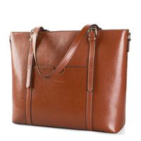 Women 15.6" Laptop Genuine Leather Shoulder Bag Work Handbag Satchel Carry-on Tote Bag in Trolley Handle by Enmain
