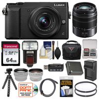 Panasonic Lumix DMC-GX85 4K Wi-Fi Digital Camera & 12-32mm (Black) & 45-150mm Lens with 64GB Card + Battery & Charger + Case + Tripod + Filters + Flash + Tele/Wide Lens Kit
