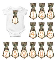 Gift Set of 12 Tie Keepsake Photography Monthly Baby Stickers with Tree Camo Camouflage T008