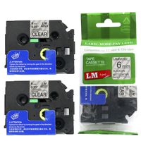 2/Pack - Premium Compatible with Brother TZe-M11 Black on Matte Clear 1/4 p-Touch Label Tape, 6mm Laminated replacment TZeM11 Tape, TZM11 0.23" Black Ink on Clear Matte Label.