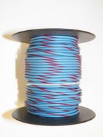 light Blue/Red Striped 18 GA AWG 100' Spool