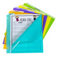 C-Line 5-Tab Poly Index Dividers with Vertical Tab, Bright Color Assortment, 8-1/2" x 11", One 5-Tab Set (07150)