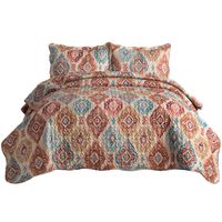 Bedsure Bohemian Quilt Set King Size (106x96 inches) - Reversible Boho Chic Pattern - Soft Microfiber Lightweight Coverlet Bedspread for All Season - 3-Piece Bedding (1 Quilt + 2 Pillow Shams)
