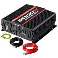 POTEK 2000W Power Inverter Three AC Outlets 12V DC to 110V AC Car Inverter with USB Port