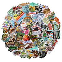 65 Pcs Cool Funny Go Fishing Stickers for Laptop Stickers Motorcycle Bicycle Skateboard Luggage Decal Graffiti Patches Stickers (Bass)