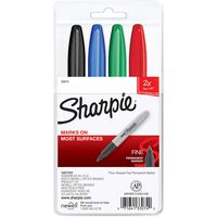 Sharpie 33074 Super Permanent Markers, Super-large Ink Supply, Fine Point, Permanent Ink Marks on Most Surfaces, Fading and Water-resistant Fast Drying Ink, Assorted Colors, Pack of 4
