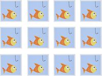 3dRose Gone Fishing Cute Fish and Hook - Greeting Cards, 6 x 6 inches, set of 12 (gc_20352_2)