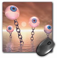 3D Rose"Big Vision and ChainsSurreal Series of Eyeballs with Gold Chains" Matte Finish Mouse Pad - 8 x 8" - mp_173469_1