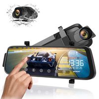 Rove M3 Streaming Mirror Dashboard Camera, FHD 1080p Front and Rear View 9.66 Inch Touch Screen Monitor Dual Lens Dash Cam with Built in Backup Camera, GPS Player, Parking G-Sensor, Motion Detection