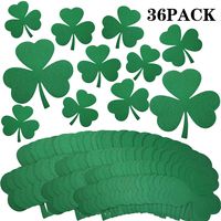 WILLBOND 36 Pieces St Patrick's Day Shamrock Cutouts Glitter Shamrock Assorted Cutouts Shamrock Hanging Ornaments for St Patrick's Day Decoration, 3 Sizes