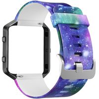 SKYLET for Fitbit Blaze Bands, Silicone Replacement Band with Steel Frame for Fitbit Blaze Bracelet (No Tracker)[Blue Universe+Black Frame]