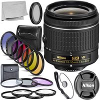 Nikon AF-P DX NIKKOR 18-55mm f/3.5-5.6G VR Lens (Certified Refurbished) Accessory Bundlle Includes: 3 Piece Multi Coated HD Filter Kit - 4pc HD Macro Close Up Lenses - 6pc Graduated Color Filter Set +