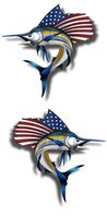 Premium Marlin American Flag Fish Sticker. Best USA Decal Vinyl for Your Car Window Or Bumper, Hard Hat, Fishing Toolbox. Decor for Shops, Cafe, Laptop Or Even Kayak Or Boat. Size 2.1 inch x 5 inch