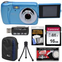 Vivitar ViviCam VXX14 Selfie Digital Camera (Blue) with 16GB Card + Case + Tripod + Reader + Kit