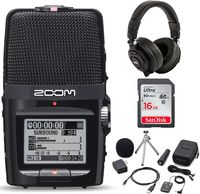 Zoom H2n Handy Recorder Portable Digital Audio Recorder - Accessory Kit and a LyxPro Headphones