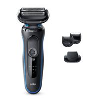 Braun Electric Razor for Men, Series 5 5020s Electric Shaver with Beard Trimmer, Rechargeable, Wet & Dry Foil Shaver with EasyClean, Black/Blue