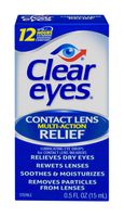 Clear Eyes | Contact Lens Multi-Action Relief Eye Drops | 0.5 FL OZ