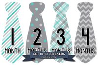 Months In Motion Monthly Baby Tie Stickers - Boy Month Milestone Necktie Sticker - Shower Gift - Photo Prop - Infant Keepsakes - Style 778