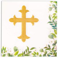 Sparkle & Bash Church Napkins for Baptism, Christening Party (6.5 in, 100 Pack)