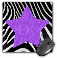 3dRose LLC 8 x 8 x 0.25 Inches Punk Rockabilly Zebra Animal Stripe Purple Star Print Mouse Pad (mp_20389_1)
