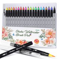 Ohuhu Watercolor Brush Markers Pen Set of 20, Water Based Drawing Marker Brushes W/ A Water Coloring Brush, Water Soluble for Adult Coloring Books Comic Calligraphy Valentine's Day Back To School Gift