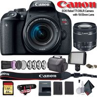 Canon EOS Rebel T7i DSLR Camera with 18-55mm Lens (1894C002) W/Bag, Extra Battery, LED Light, Mic, Filters and More - Advanced Bundle