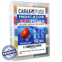 Fuse STANDARD Blade - Smart GLOW Fuse - Car Fuse Kit Automotive ATC/ATO - Fuses Assortment Replacement Kit - Easy Identification - Illuminating Indicator Fuse That Glow When Blown - Carax Fuse 100 pcs