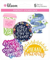 bloom daily planners Vinyl Sticker Set - 5 Colorful, Hand-Drawn Decals for Laptops, Water Bottles & More! (~3.5") - Positivity Pack