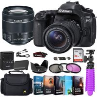Canon EOS 80D DSLR Camera + Canon EF-S 18-55mm f/3.5-5.6 is STM Lens + 32GB Sandisk Memory + Camera Case + 3 Piece HD Filter Kit (UV - CPL - FLD) + Special Bundle ...