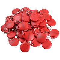 SCPAMA 100pcs Proximity RFID Key Fob 125KHz ID Smart Door Entry Keyfobs Keychain for Access Control Read Only Red