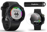 Garmin Forerunner 45 (Black) Running GPS Watch Power Bundle | +HD Screen Protectors & PlayBetter Portable Charger | Garmin Coach, Lightweight, Heart Rate, Body Battery, Smart Notifications