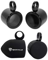Pair Rockville MAC65B 6.5" Black Aluminum Wakeboard Tower Speaker Pods + Covers