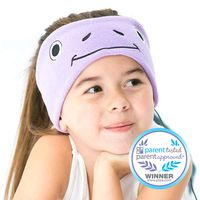 CozyPhones Kids Headphones Volume Limited with Ultra-Thin Speakers & Super Soft Fleece Headband - Perfect Toddlers & Children's Earphones for Home, School & Travel - Purple Froggy