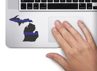Thin blue line state michigan 4x2.2 inches honoring our men & women of law enforcement and Fire Fighters USA america car sticker decal die cut vinyl window - Made and Shipped in USA