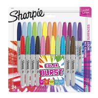 Sharpie Color Burst Permanent Markers, Fine Point, Assorted Colors, 24 Count