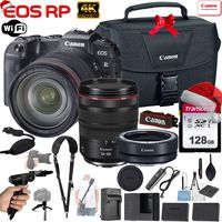 Canon EOS RP 26.2MP Full-Frame Mirrorless Digital Camera with RF 24-105mm f/4L is USM Lens & Canon EF-EOS R Mount Adapter + 128GB Memory Card, Canon 100-Es Case, Shoulder Strap, Tripod and More