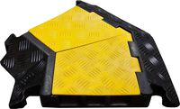 Electriduct Left Turn for Cable Protector 3 Channels 2" x 1.75" Traffic Hose and Wire Cover Rubber Black Base with Yellow Lid (45 Degree) 5,000 lbs/axle
