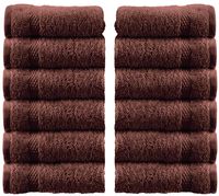 White Classic Luxury Cotton Washcloths - Large Hotel Spa Bathroom Face Towel | 12 Pack | Brown
