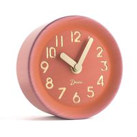 Driini Wooden Desk & Table Analog Clock Made of Genuine Pine - Battery Operated with Precise Silent Sweep Mechanism (Salmon)