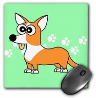3dRose LLC 8 x 8 x 0.25 Inches Tan Cardigan Corgi with Paw Prints Mouse Pad (mp_6161_1)