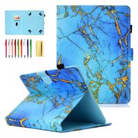 LittleMax 7 Inch Universal Tablet iPad Andriod Case, Colorful Cards Slots Folio Flip Kickstand Case Protective Cover Synthetic Leather Shell for All 7 Inch Tablets - Blue Marble