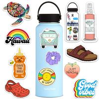 Lulu London - Cute Adventure VSCO Girl Stickers for Hydro Flask, Water Bottles, Laptops - 12 Pack Aesthetic Vinyl Waterproof Stickers- Made in The USA (Series 1)