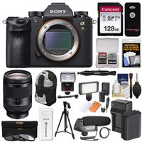 Sony Alpha A9 Wi-Fi 4K Digital Camera Body with 24-240mm Lens + 128GB Card + Battery & Charger + Backpack + Filters + LED/Flash + Mic + Tripod + Kit